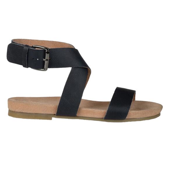 Amazon.com | Journee Collection - Women Journee Women\'s Adller Leather Ankle Strap Sandals Black Size 7